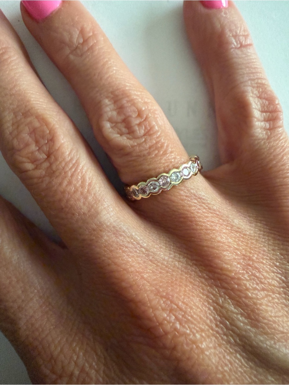 18K Gold Filled Scalloped Bezel-Set AAA CZ Eternity Ring